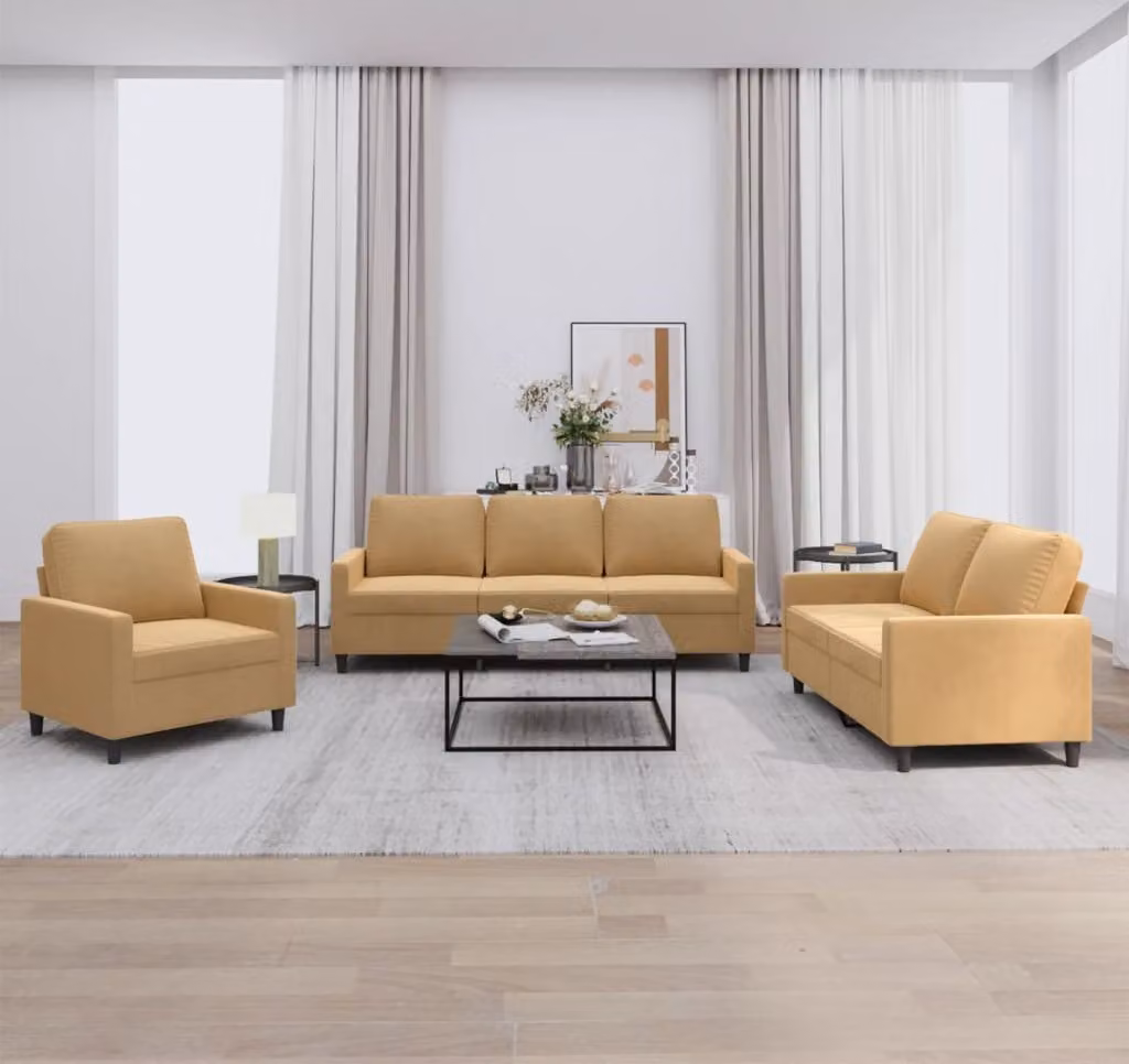 Maison Exclusive - Set divano a 3 pezzi con cuscini in velluto marrone