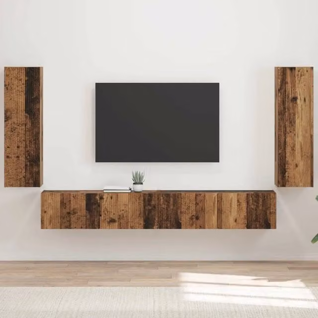 Set di Mobiletto da TV a Parete 4 pz-Credenza per TV sospesa 29,5 x 31 x 100 cm