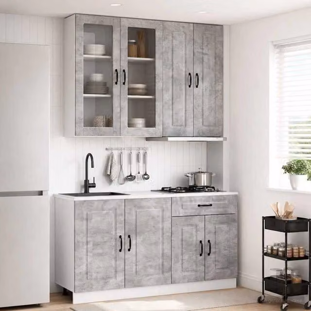 Unità Cucina KALMAR 4 pz Grigio Cemento Legno ingegnerizzato 3438308