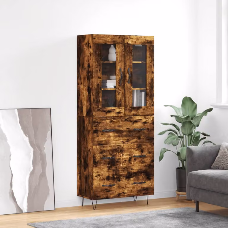 vidaXL Credenza Rovere Fumo  69,5x34x180 cm in Legno Multistrato