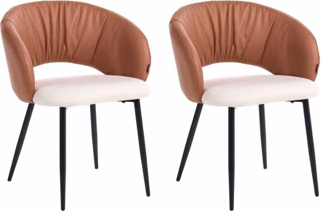 Set di 2 sedie BELIANI moderne con rivestimento in tessuto e gambe in metallo, colore marrone beige e oro, ideali per sala da pranzo e soggiorno – 1