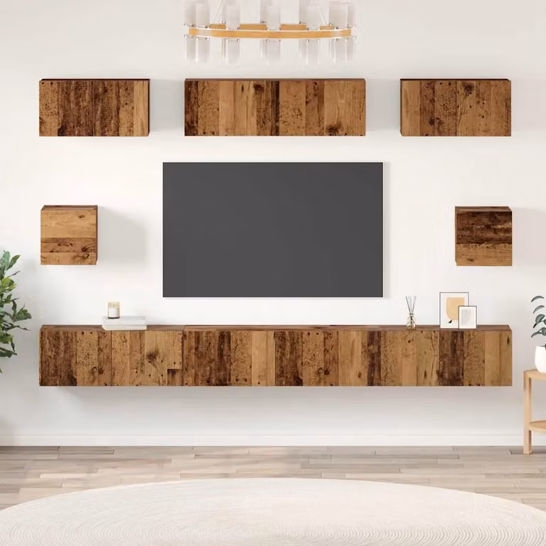 Set mobile TV moderno vidaXL in legno ingegnerizzato marrone, 8 pezzi