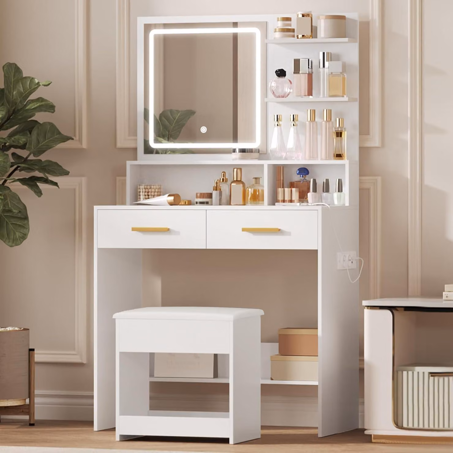 Comò da trucco dal design elegante e dalle dimensioni compatte, ideale per la camera da letto - Arredamento moderno