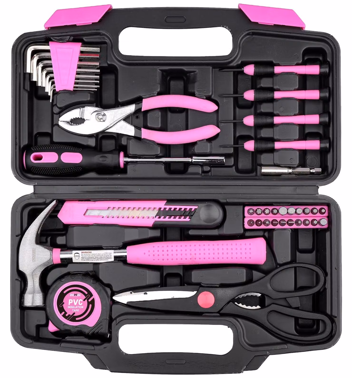 Cassetta degli attrezzi set di utensili - Mini cassetta degli attrezzi - 40 pezzi - Rosa - Per casa e hobby
