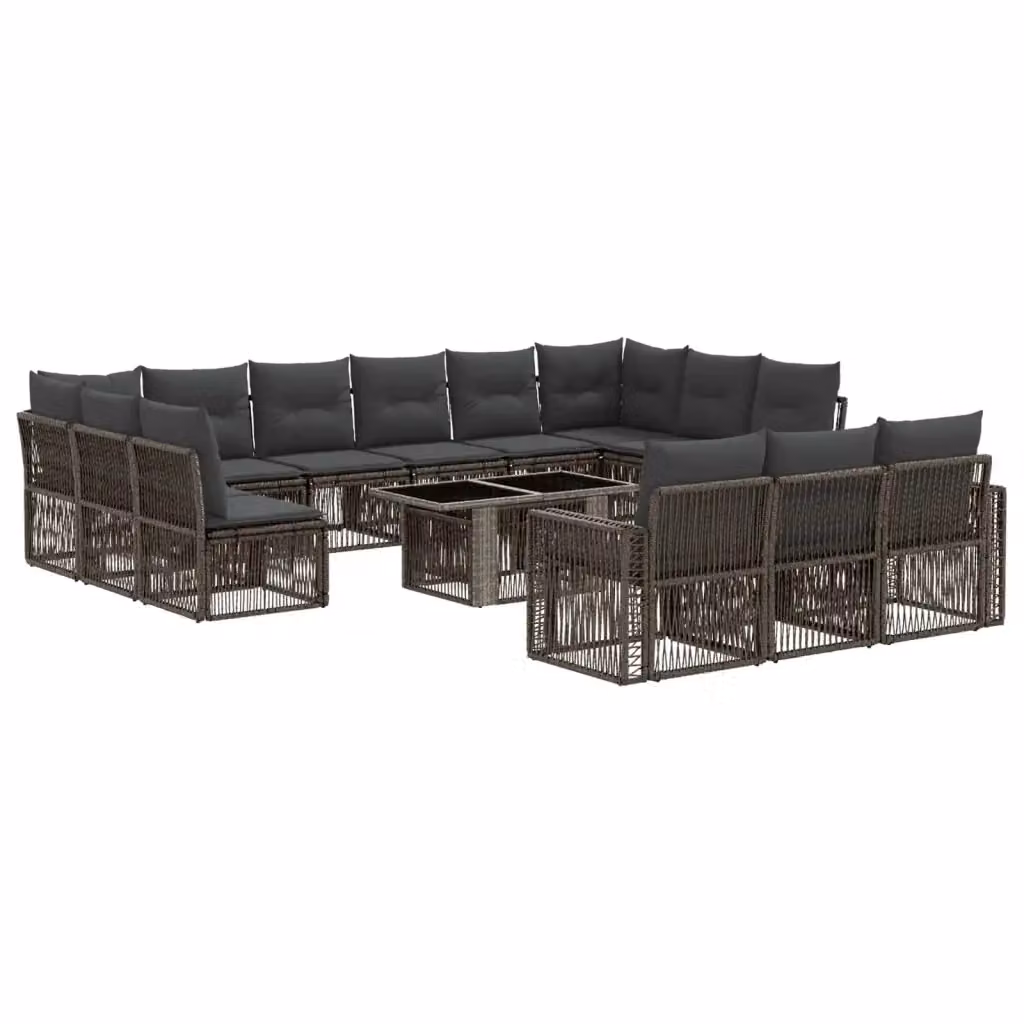 Set Divano da Giardino a Forma a U vidaXL in Polyrattan Grigio e Antracite con Tavolino e Cuscini – 2
