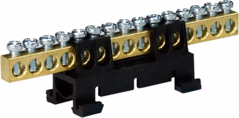 Morsettiera di distribuzione per guida top-hat a 15 pin nera 8139