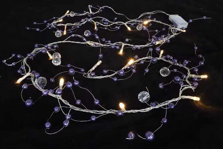 Ghirlanda di perle Lila, lunghezza 2 metri, con 20 luci LED, alimentata a batteria