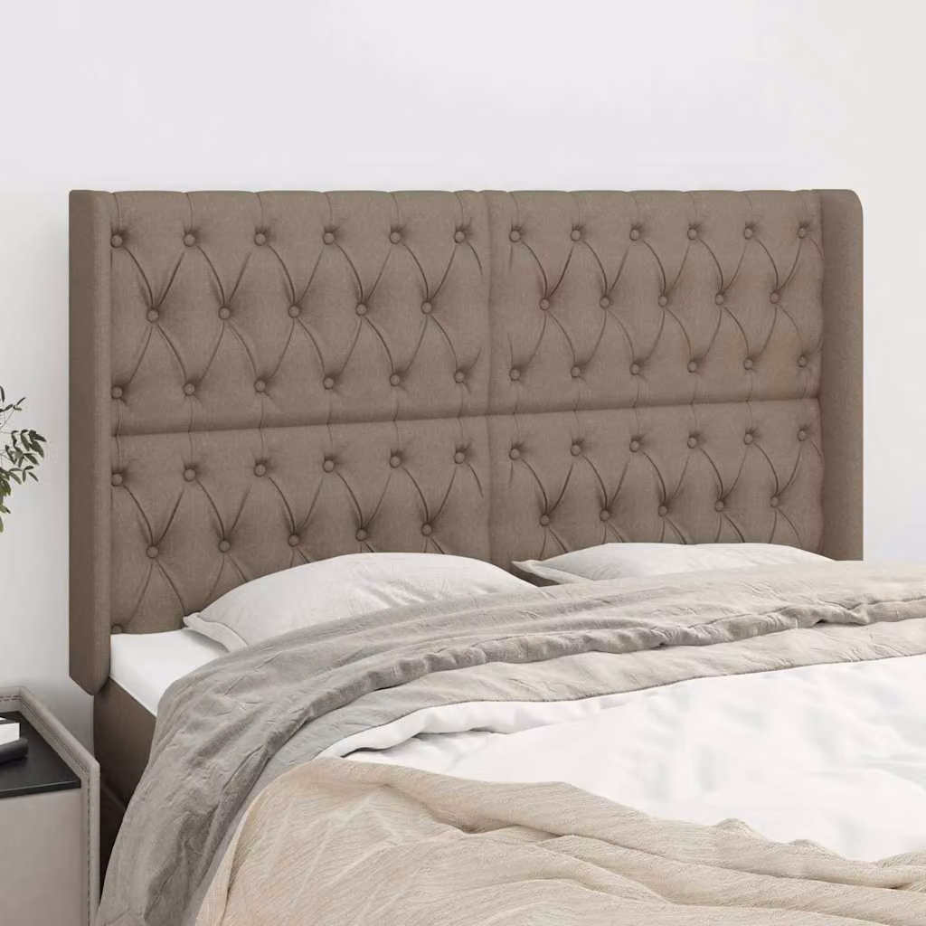 Testiera ad Orecchio vidaXL in Tessuto Beige e Grigio L/P/H: 147 x 16 x 118/128 cm – 1