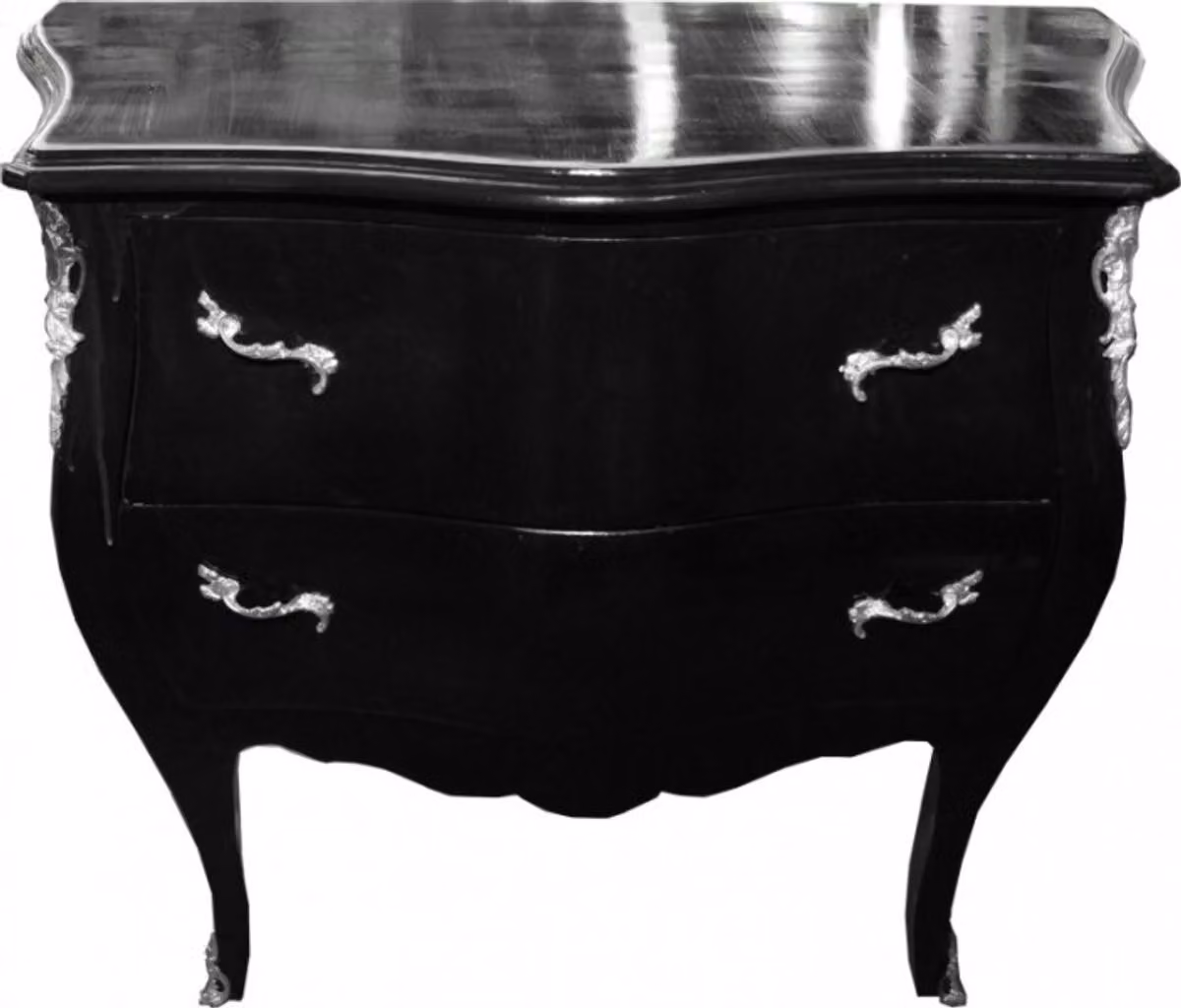 Comò in stile barocco della linea Casa Padrino, colore nero, dimensioni 103 x 52 x 89 cm