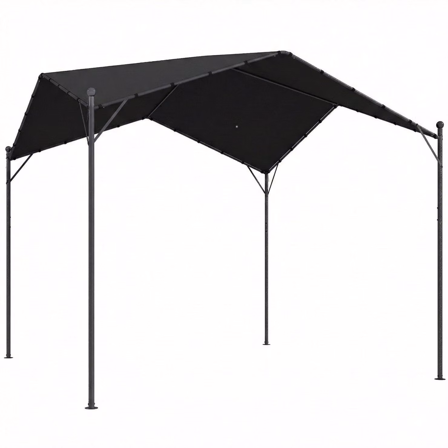 Pergola-padiglione 3x3 metri con tetto a falde | Colore: grigio scuro | Dimensioni: 300x300x280 cm