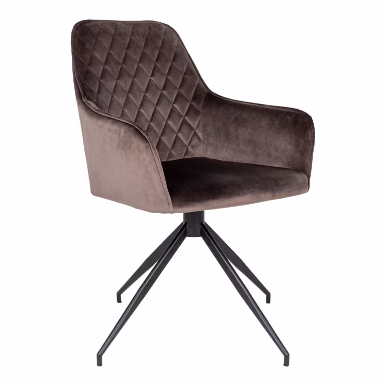 Sedia da pranzo Harbo con base girevole color fungo, nera.