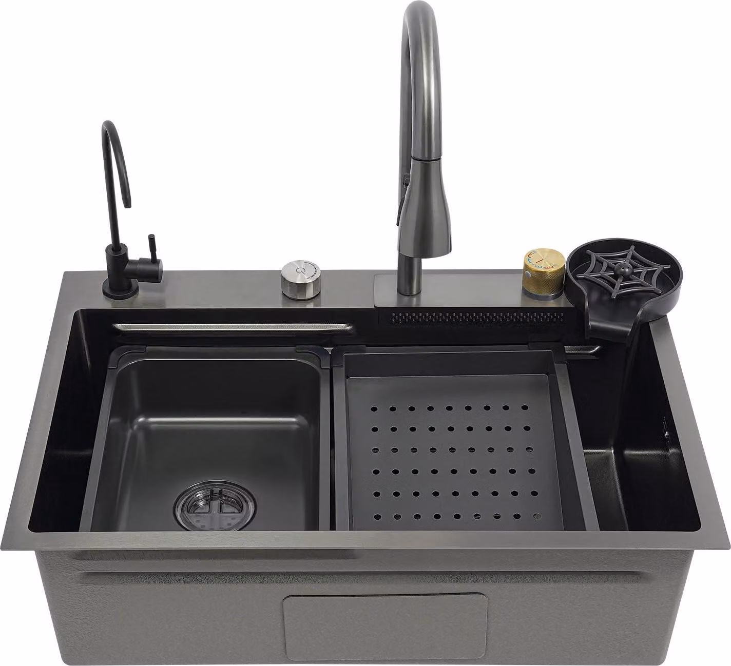 Set di lavelli da cucina in acciaio inox, design a cascata, grande vasca singola, per uso domestico