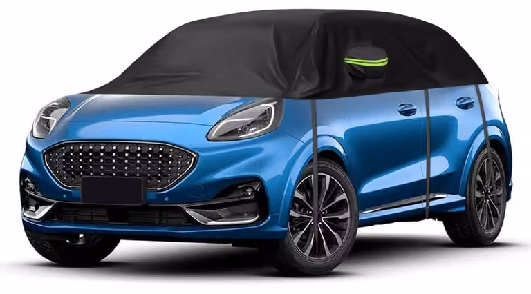 Copertura per auto parziale, compatibile con Ford Puma dal 2019 al 2024, realizzata con tessuto resistente per proteggere da tutte le condizioni atmosferiche, impermeabile, con protezione UV e protezione contro la neve