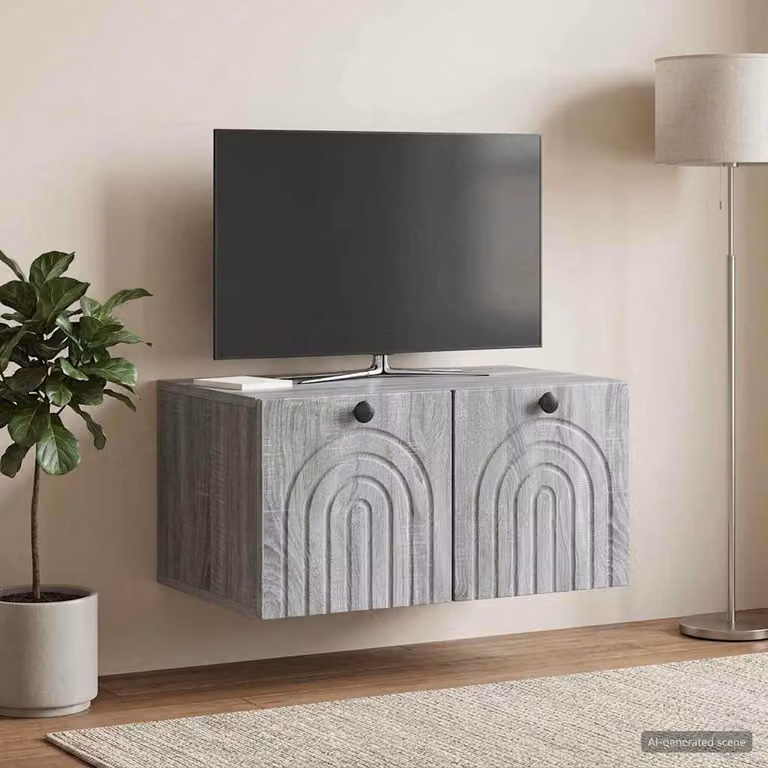 vidaXL Mobile Porta TV da Muro Grigio Moderno L: 59,5 cm, P: 41 cm, H: 30 cm