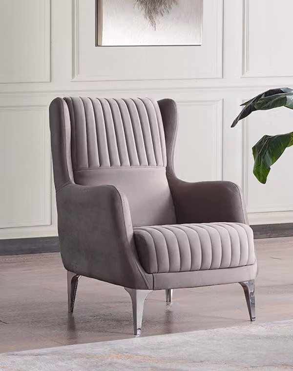 Sessel Luxus Grau Design Couch Sofa Relax Hochwertig Textil Polster Sitzer