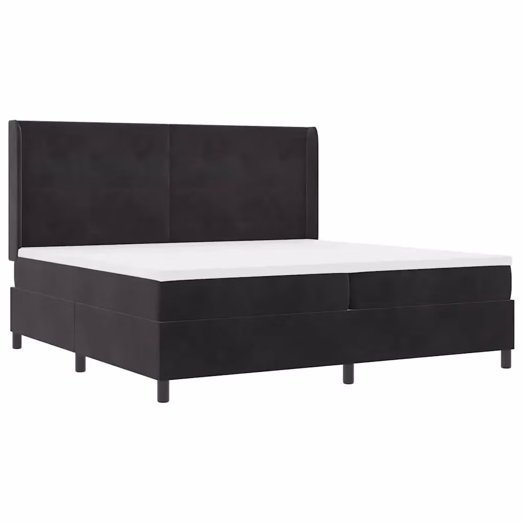 Letto a molle moderno vidaXL in velluto nero con illuminazione LED sottostante, L: 200 cm, P: 200 cm, H: 280 cm – 2