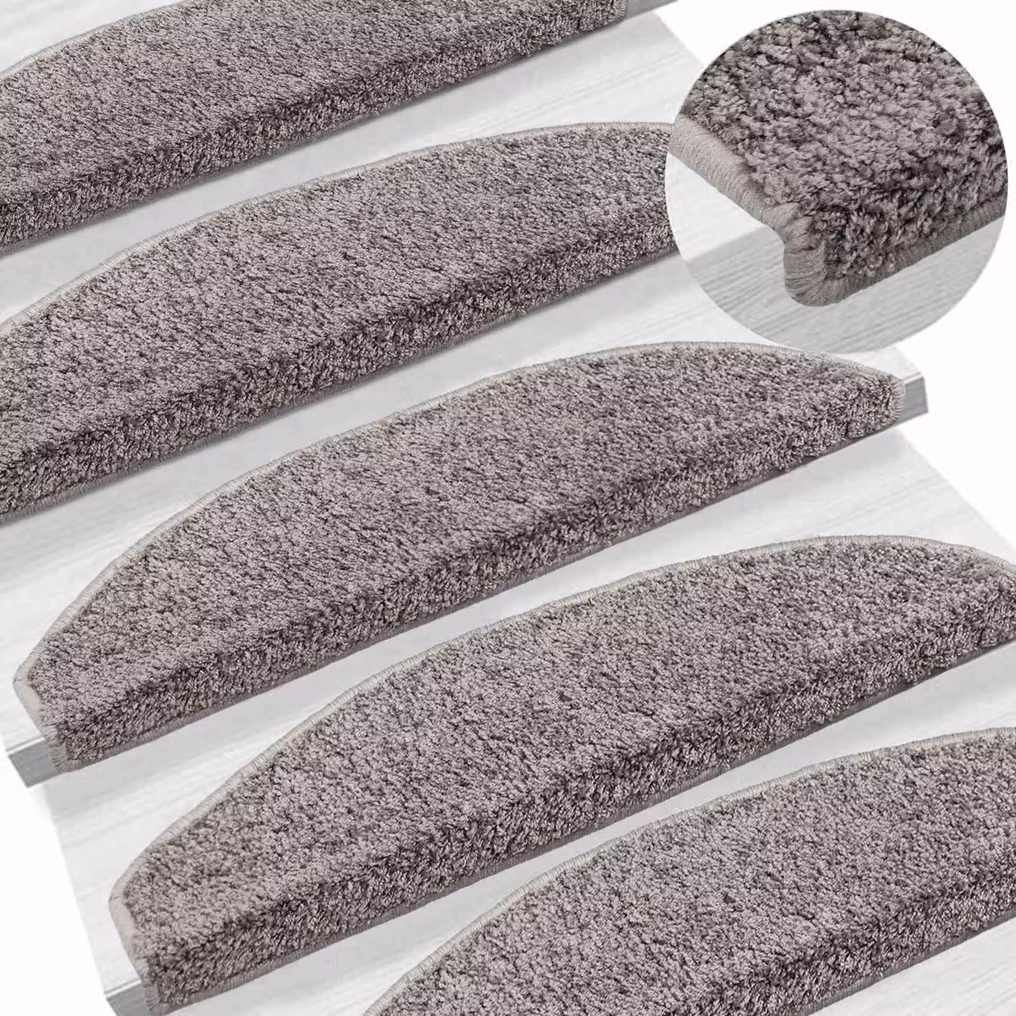 Set di 15 tappetini per scale autoadesivi vidaXL in polipropilene antiscivolo e fonoassorbenti, Grigio, L 80 cm x P 24,5 cm x H 3,5 cm