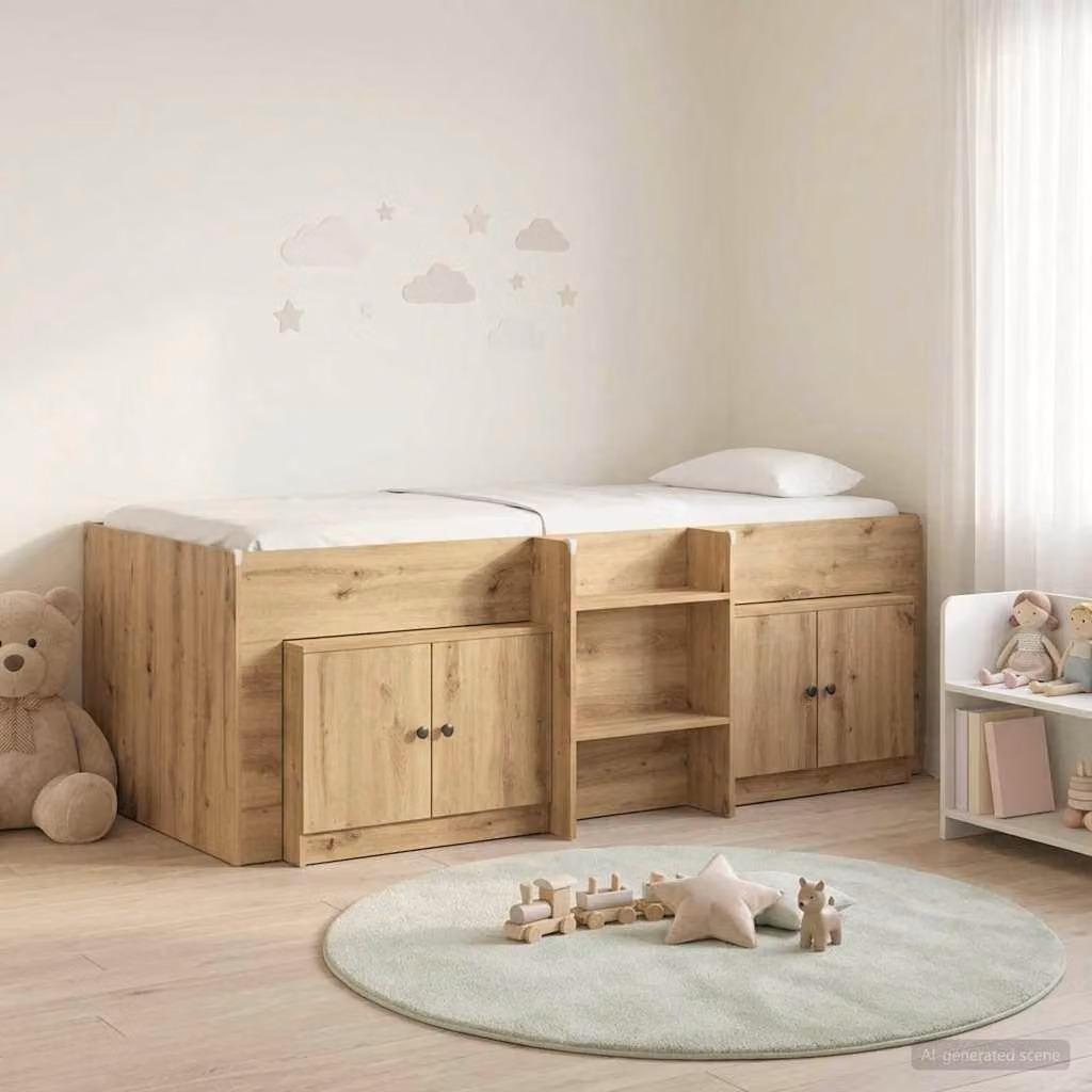 Maison Exclusive - Struttura letto a soppalco con armadio, realizzata in legno impiallacciato effetto "Artisan Oak" (3 pezzi)