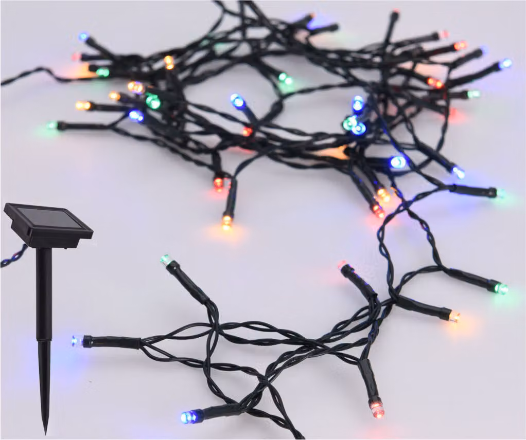 Catena luminosa a filo solare - colorata / multicolore - con 50 LED