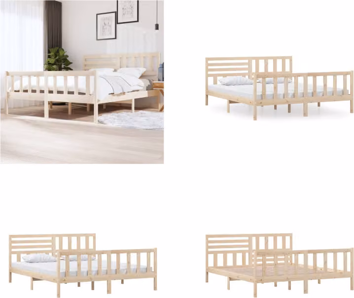 vidaXL Letto in legno massiccio 180x200 cm - Struttura letto - Letto - Struttura letto in legno massiccio