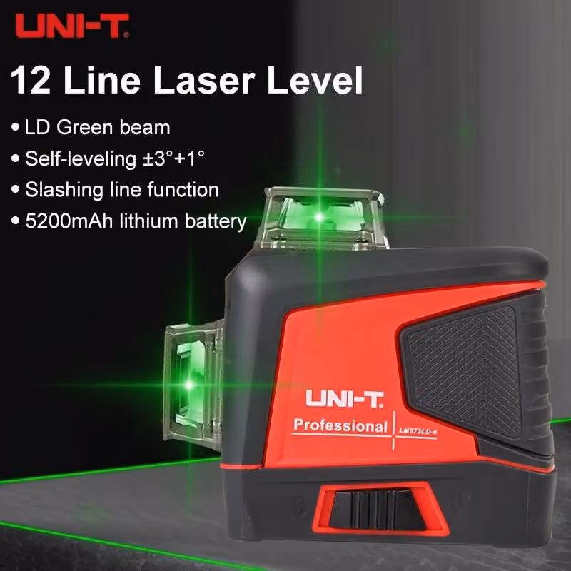 Livella laser – Livella laser a croce – Livella laser a raggio – Livella laser per edilizia – Autolivellante – Laser verde con 12 raggi – USB-C