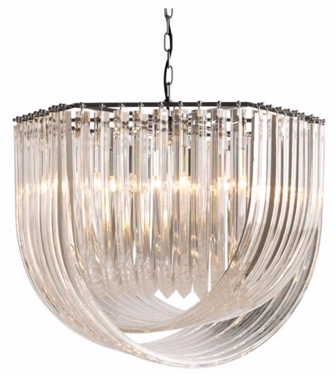 Lampada a sospensione Casa Padrino Luxus – Elegante lampada a sospensione in nichel con diffusore in acrilico – Diametro 65 / 75 cm – Altezza 55 cm