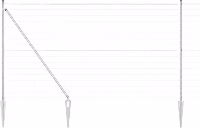 Recinzione da giardino in acciaio argentato con design round, L: 10 m, H: 1,5 m