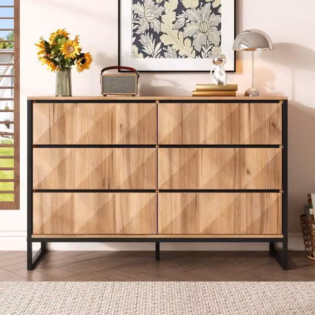 Cassettiera com¨° ¨C Minimal ¨C Nero legno naturale gambe in metallo