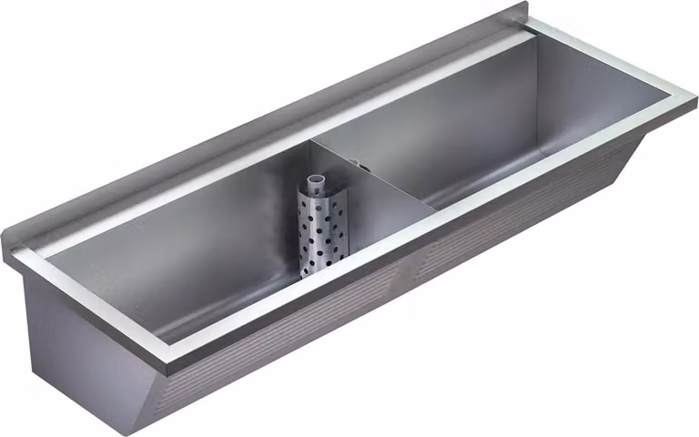 KWC AR lavabo, SIRIUS, acciaio inox, 2 vasche, 1420x346x500 mm, scarico con.