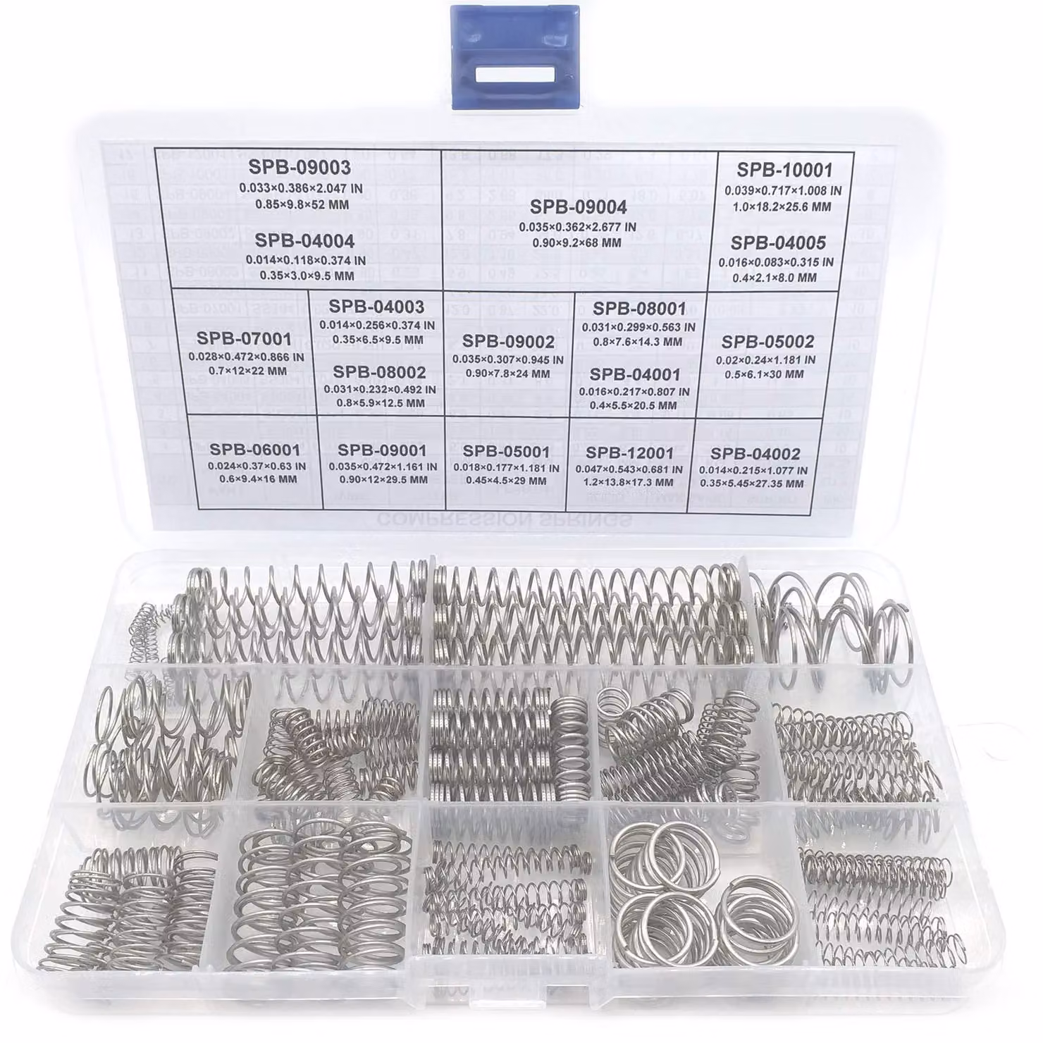 Set di molle a balestra, 148 pezzi, acciaio inossidabile, 17 dimensioni