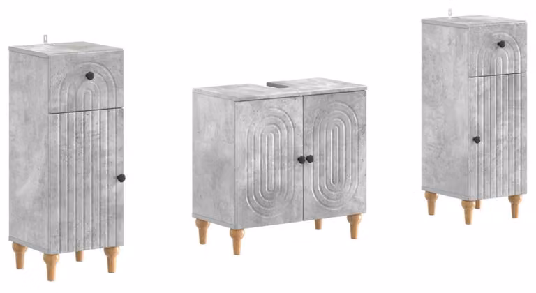 Set di due mobili da bagno ALKMAAR, colore grigio cemento