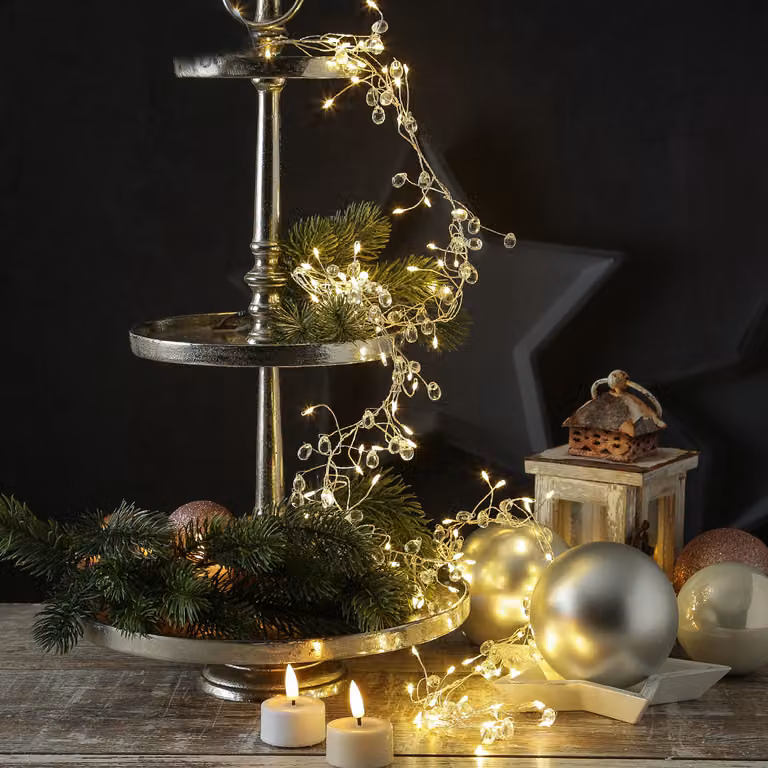 Ghirlanda luminosa a LED Diamant - Ghirlanda decorativa a grappolo - 100 LED bianco caldo - L: 1,2 m - Timer - Batteria