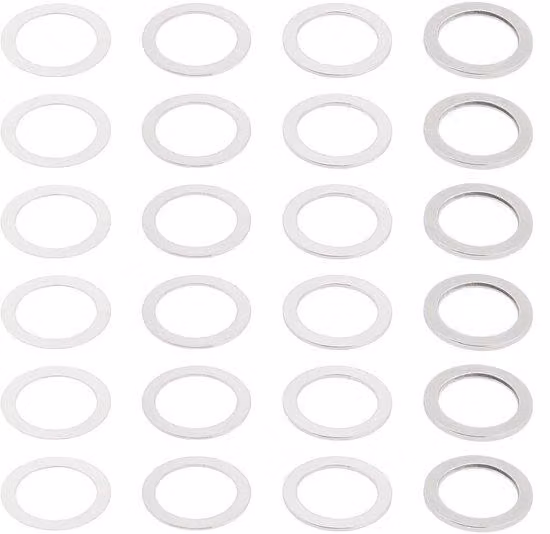 Set di distanziatori metallici - 40 pezzi - Diametro esterno 7 mm - Diametro interno 5 mm - Spessore 0,1 mm / 0,2 mm / 0,3 mm / 0,5 mm - Resistenti e anticorrosivi - Distanziatori