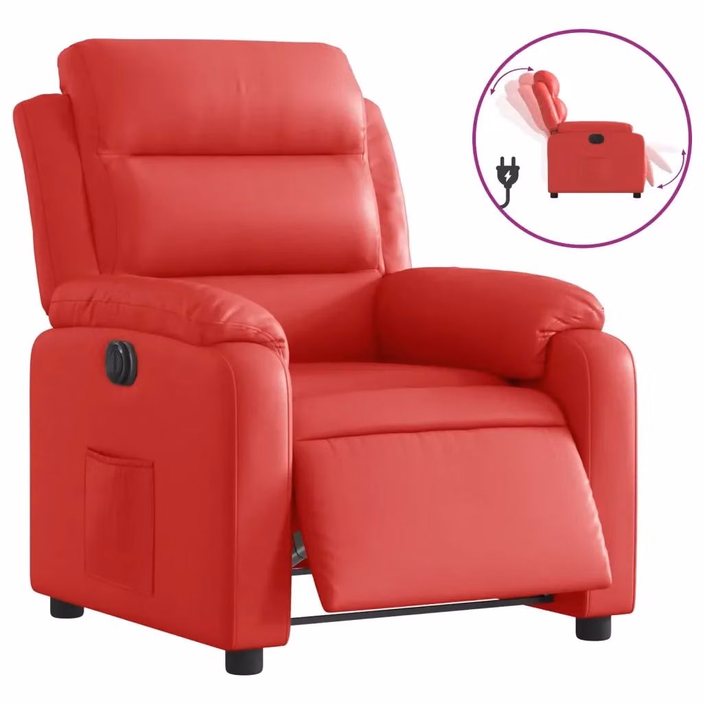 Poltrona Reclinabile Elettrica vidaXL in Similpelle Rossa con Braccioli e Funzione Auto-Return – 2