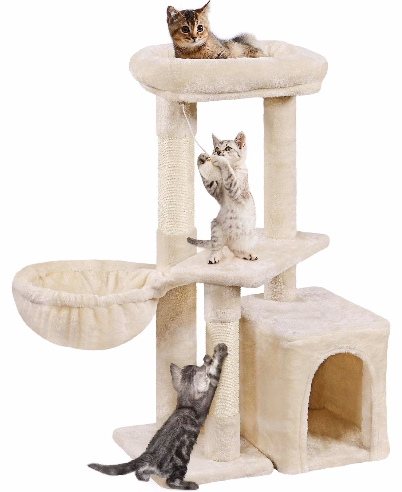 Yaheetech, albero per gatti compatto da 87 cm, con 2 piattaforme, color beige