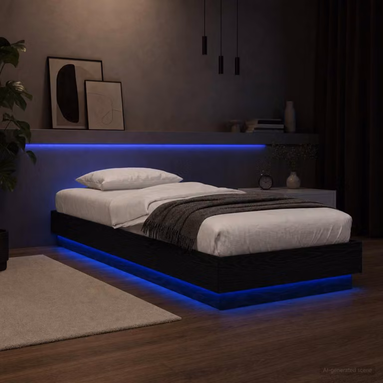 Maison Exclusive - Letto con struttura in legno composito, finitura noce nero e illuminazione LED, dimensioni 80 x 200 cm