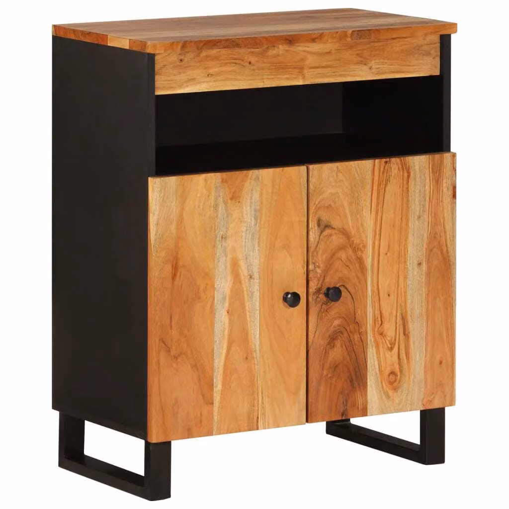 Credenza con 2 Ante 60x33x75 cm in Legno Massello di Acacia