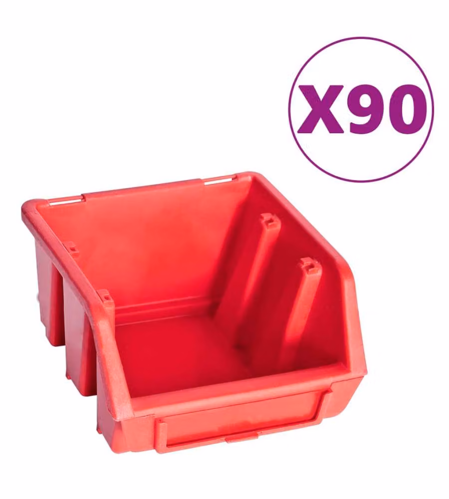 Kit Contenitori 96 pz con Pannelli a Parete Rosso e Nero