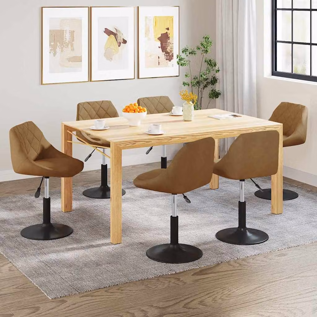 Set di 6 sedie da pranzo girevoli vidaXL in velluto marrone con design moderno