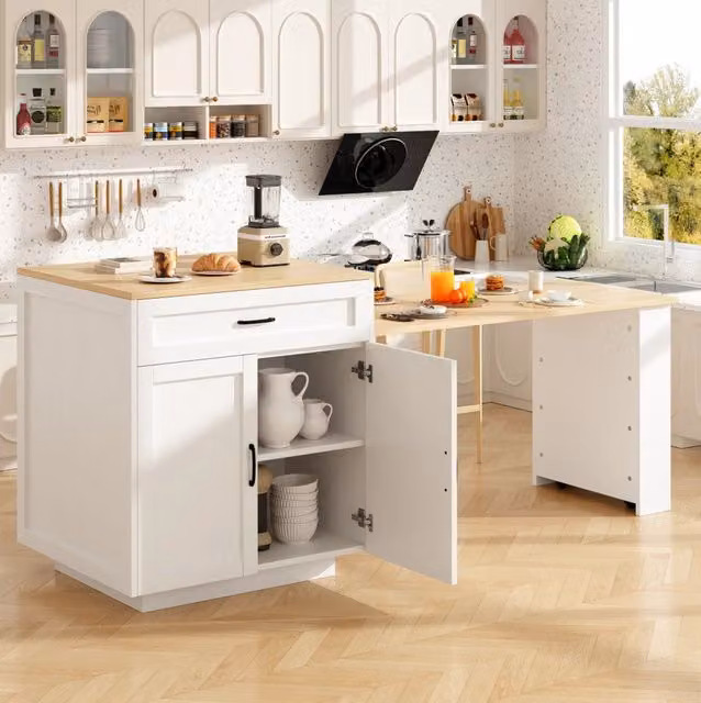 Tavolo bar allungabile con contenitore 133-202x70x93,5 cm bianco