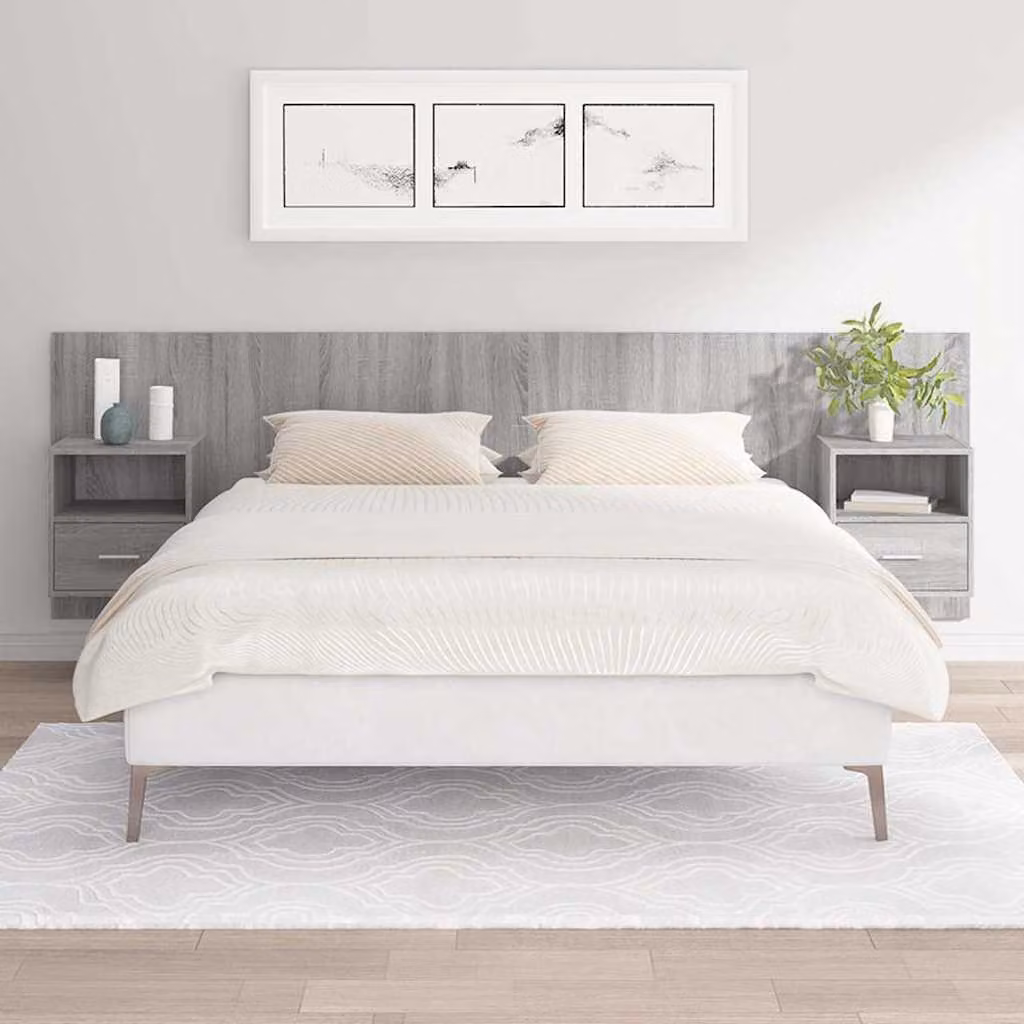 Testiera Letto con Comodini Integrati vidaXL in Legno Multistrato Grigio