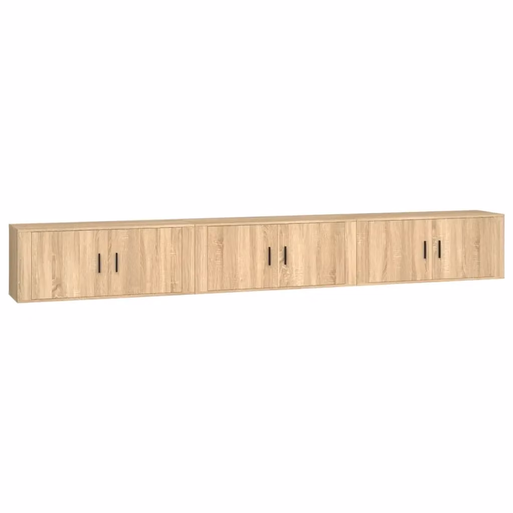 Set di 3 mobili porta TV da parete vidaXL in legno color beige, L 100 cm x P 40 cm x H 34,5 cm – 2