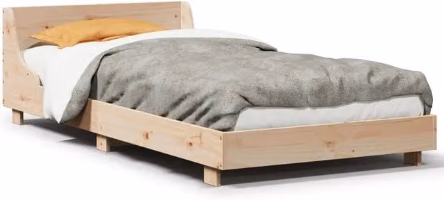 Letto singolo per adulti in legno massello di pino naturale stile rustico senza materasso L/P/H: 90 x 190 cm