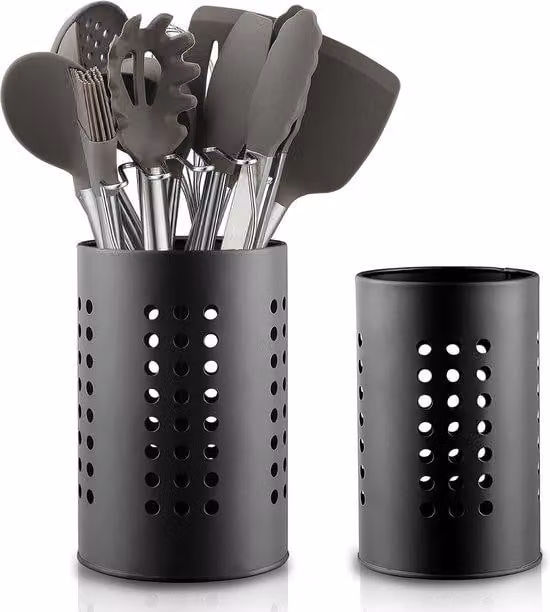 Portacucchiai in legno e metallo per la cucina - Organizer per accessori da cucina - Portacucchiai in legno per la cucina