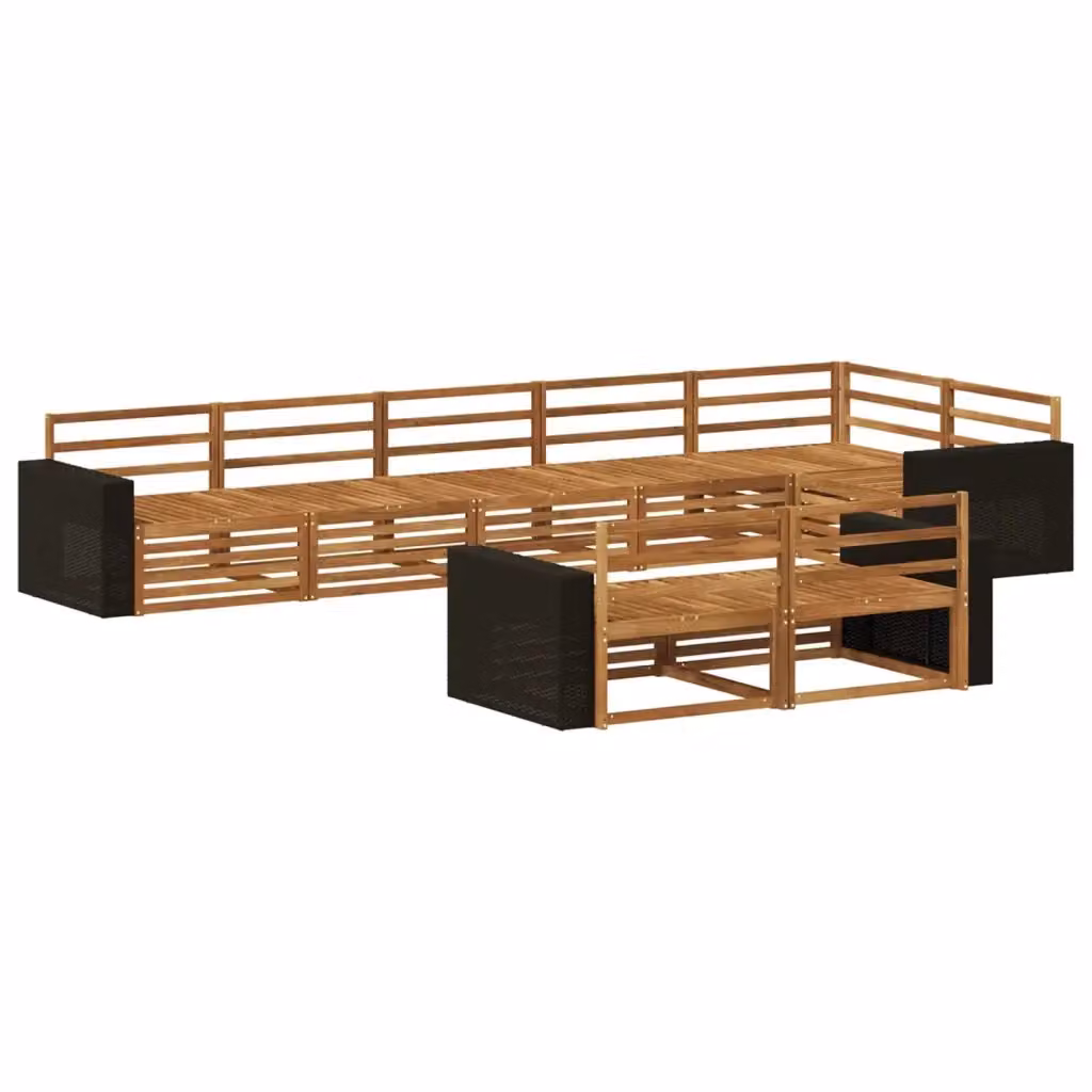 Set di divani da esterno a L vidaXL in legno di acacia marrone con cuscini inclusi – 2