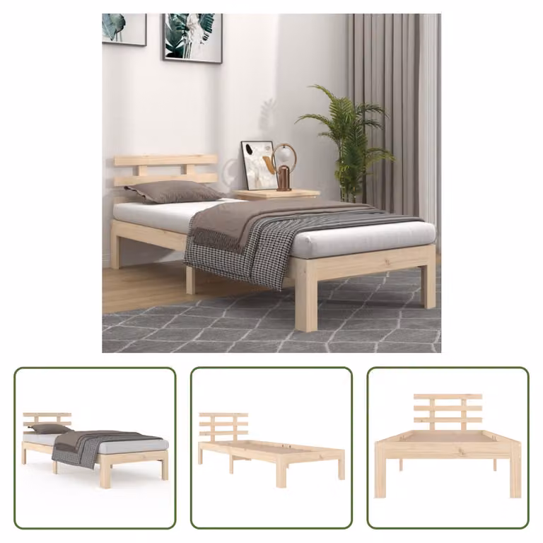 The Living Store Letto in legno massiccio 75x190 cm