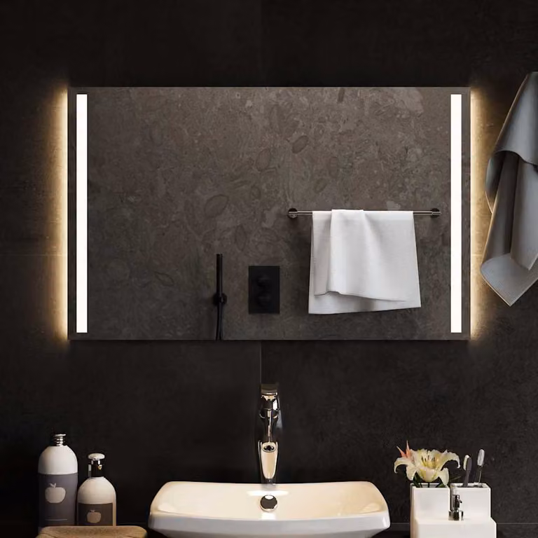 Specchio da bagno con luci LED vidaXL, design moderno rettangolare, L: 80 cm, H: 50 cm