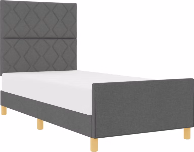 Giroletto con testiera in tessuto grigio scuro 100 x 200 cm