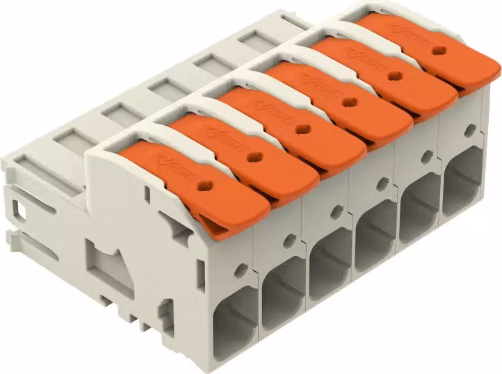 Connettore maschio a 1 conduttore WAGO; leva; Push-in CAGE CLAMP®; grigio chiaro 832-1206