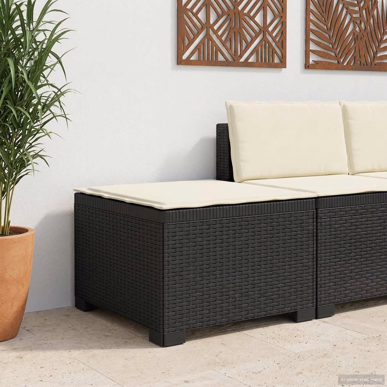 Divano da giardino singolo vidaXL con cuscino in aspetto rattan color antracite